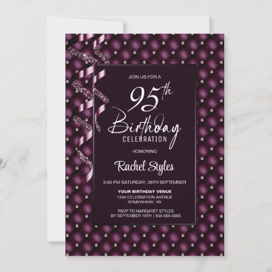 Bourgogne Diamond Pattern 95e Verjaardagsfeestje Kaart (Voorkant)