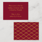 Bourgogne Diamonds Temple Sealing Uitnodiging Informatiekaartje (Voorkant / Achterkant)