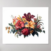 Bourgogne Donkerrode perzik  bloemengroen Poster (Voorkant)