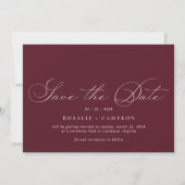 Bourgogne donkerrood | Romantisch Luchtig  Maroon Save The Date (Voorkant)
