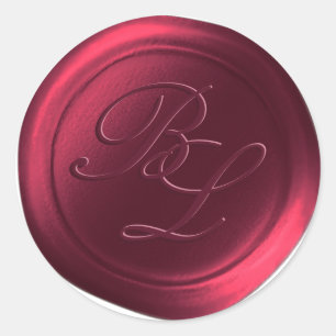 Bourgogne Dubbel Monogram Faux Wax Seal Stickers