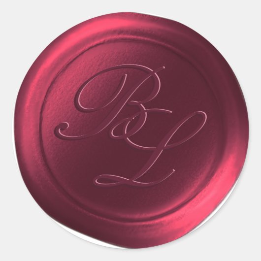 Bourgogne Dubbel Monogram Faux Wax Seal Stickers (Voorkant)