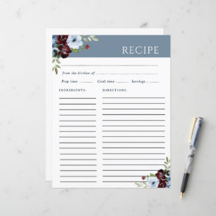 Bourgogne Dusty Blue Elegante Receptenkaart