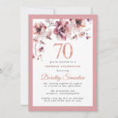 Bourgogne Dusty Blush Pink Floral 70e verjaardag Kaart (Voorkant)
