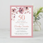 Bourgogne Dusty Blush Roze Bloemen 50e Verjaardag Kaart (Staand voorkant)