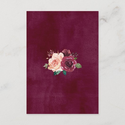 Bourgogne Dusty Roos Bloemen Trouwaccommodaties Informatiekaartje (Achterkant)