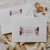 Bourgogne Dusty Roos Floral Wedding RSVP Adres Etiket