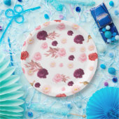 Bourgogne Dusty Roze Bloom Baby shower Delight Papieren Bordje (Feest)