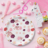 Bourgogne Dusty Roze Bloom Baby shower Delight Papieren Bordje (Feest)