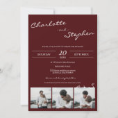 Bourgogne eenvoudige casual initialen 4 foto's bru kaart (Voorkant)