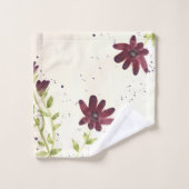 Bourgogne Elegance Bloemen Handdoek Set (Wasdoekje)