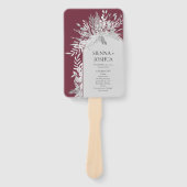 Bourgogne Elegant Botanische Boog Huwelijksprogram Handwaaier (Voorkant)