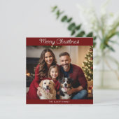 Bourgogne Elegant Chic Eenvoudige Minimal Script F Feestdagenkaart (Staand voorkant)