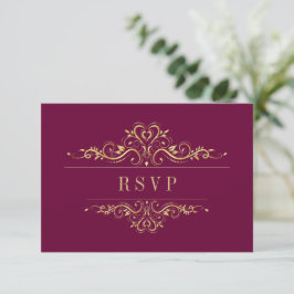 Bourgogne Elegant Golden Lijst Luxe RSVP Kaartje