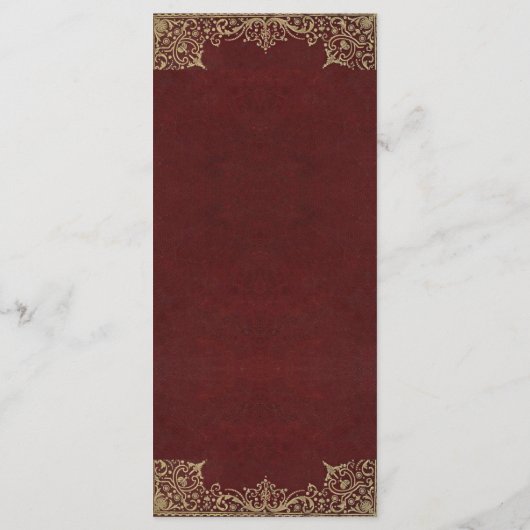 Bourgogne Elegant  Goud Script Bruiloft Menu (Achterkant)