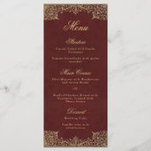 Bourgogne Elegant Goud Script Bruiloft Menu (Voorkant)
