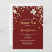 Bourgogne Elegant Gouden Bloemen Lijst Pensioen 20 Kaart (Voorkant)