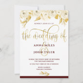 Bourgogne Elegant Gouden Typografie Gouden Witte R Kaart (Voorkant)