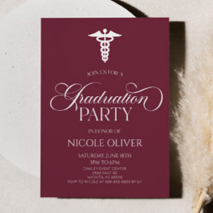 Bourgogne Elegant Medisch Caduceus Afstuderen Kaart