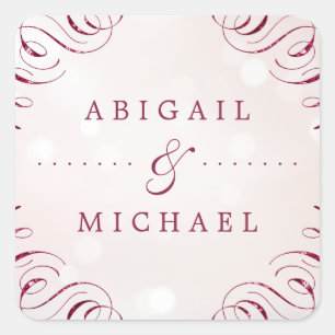 Bourgogne elegante bloeiende glam vintage bruiloft vierkante sticker