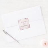Bourgogne elegante bloeiende glam vintage bruiloft vierkante sticker (Envelop)