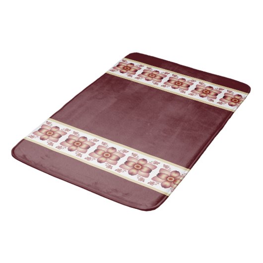Bourgogne Elegante Bloemen Badmat (Gekanteld)