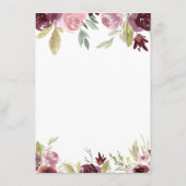 Bourgogne Elegante Bloemen Bloemen Bloemen Huwelij Menu (Achterkant)