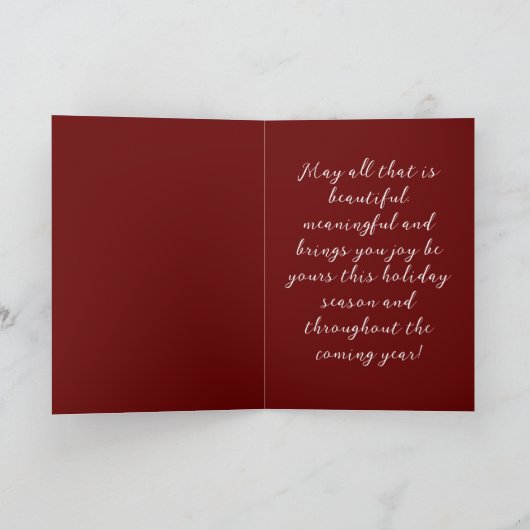 Bourgogne elegante gevouwen kerstvakantie kaart (Binnen)