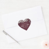 Bourgogne elegante  kant rustieke bruiloft gunst hart sticker (Envelop)