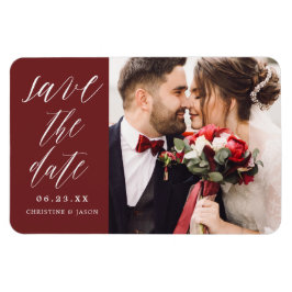 Bourgogne Elegante Script Photo Save the Date Magn Magneet