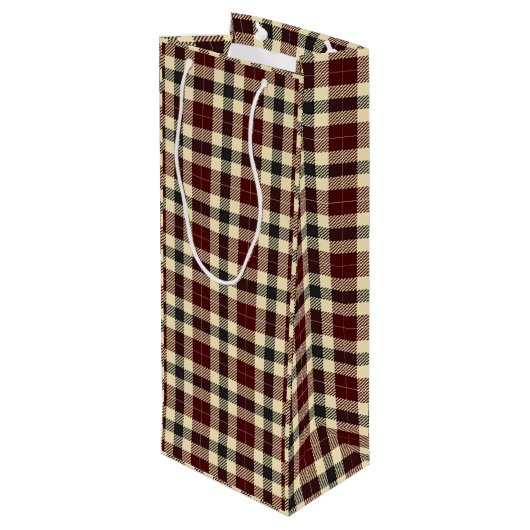 Bourgogne en Black Tartan Pset Wine Gift Bag Wijn Cadeautas (Achterkant Gekanteld)