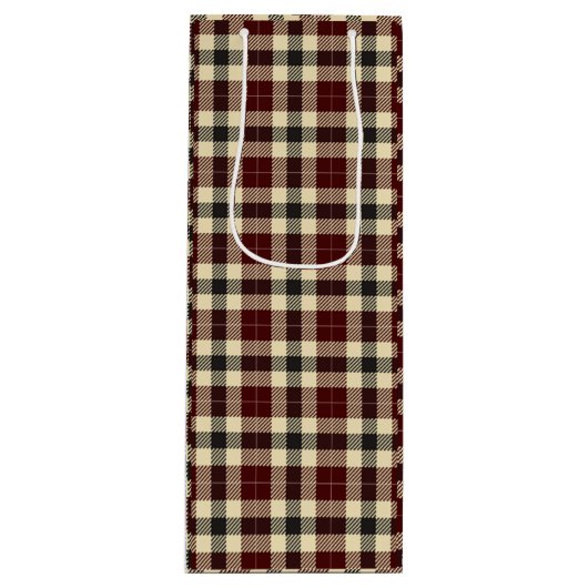 Bourgogne en Black Tartan Pset Wine Gift Bag Wijn Cadeautas (Voorkant)