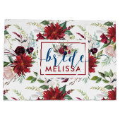 Bourgogne en blauw blauw blauw bloespatroon groot cadeauzakje (Achterkant)