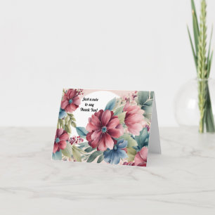 Bourgogne en blauwe bloem met halve cirkel Lijst Bedankkaart