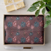 Bourgogne en Blauwe Bloemen (Design 2 Red Series) Tissuepapier (Geschenk)