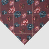 Bourgogne en Blauwe Bloemen (Design 2 Red Series) Tissuepapier (Detail)