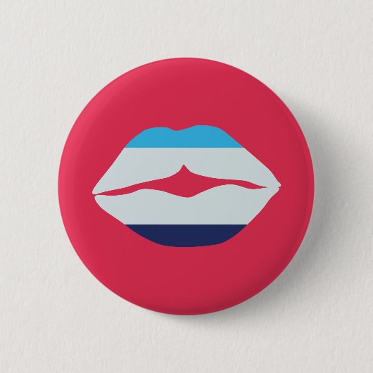 Bourgogne en blauwe strips ronde button 5,7 cm (Voorkant)