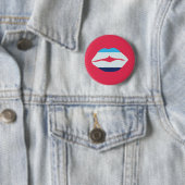 Bourgogne en blauwe strips ronde button 5,7 cm (In situ)