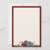 Bourgogne en Blauwe Waterverf Bloemen Quinceanera Kaart (Achterkant)