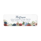 Bourgogne en Blauwe Waterverf Floral Etiket (Voorkant)