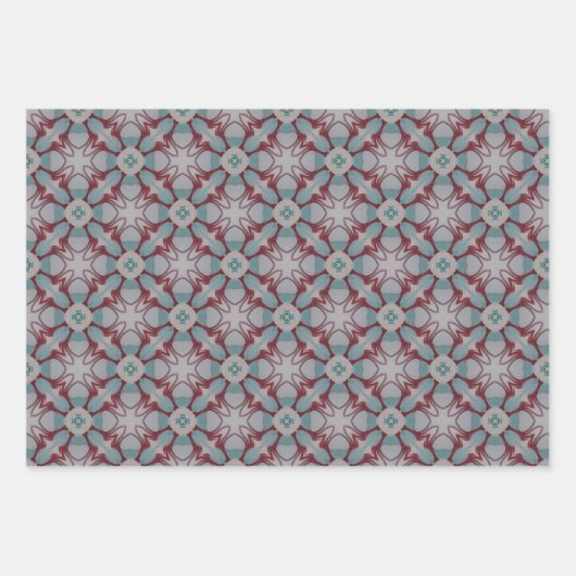 Bourgogne en Blauwgroen inpakpapier vellen set van (Voorkant 2)