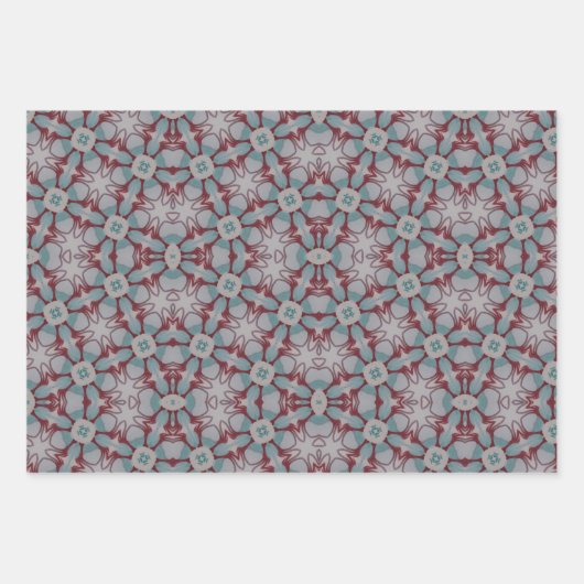 Bourgogne en Blauwgroen inpakpapier vellen set van (Voorkant)