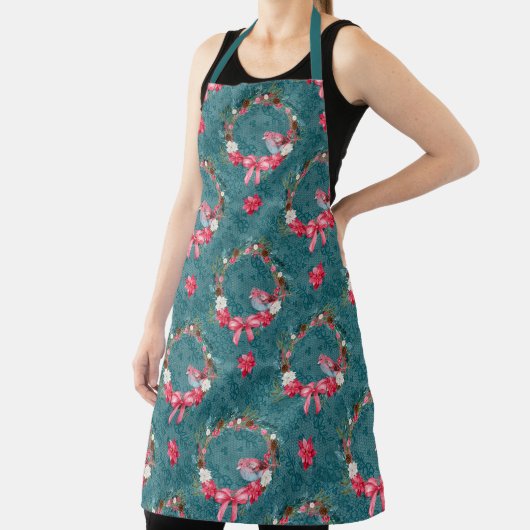 Bourgogne en Blauwgroen kerstgeschut en kardinaal Schort (Insitu)