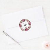 Bourgogne en bloedige Monogrammed bruiloft Ronde Sticker (Envelop)