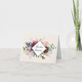 Bourgogne en Blue Floral Hartelijk dank voor het S Kaart