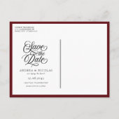 Bourgogne en Blue Floral Wreath Save the Date Aankondigingskaart (Achterkant)