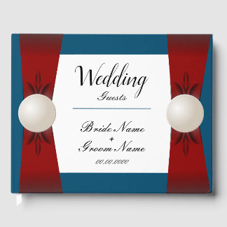 Bourgogne en Blue Pearl Lint Bruiloft Gastenboek