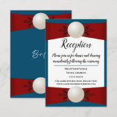 Bourgogne en Blue Pearl Lint Bruiloft Receptie Kaart (Voorkant / Achterkant)