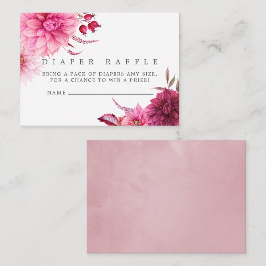 Bourgogne en Blush Autumn Baby shower Diaper Raffl Informatiekaartje (Voorkant / Achterkant)