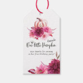 Bourgogne en Blush Autumn Herfst Pumpkin Birthday Cadeaulabel (Voorkant)